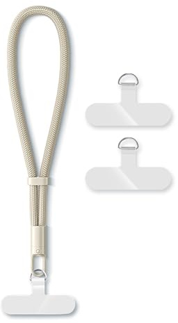 Hippodance Cordino da polso per cellulare corto, universale e regolabile, laccetto di sicurezza antiperdita per smartphone, con 2 patch, comodo e versatile