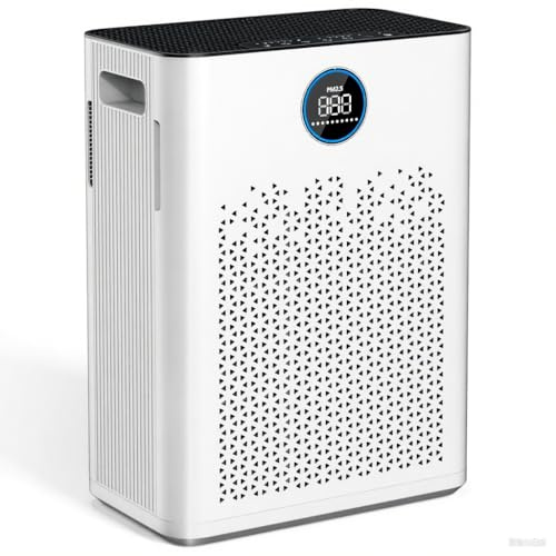 Luftreiniger für Große Räume bis 110 m², 2 x H14 HEPA Filter & Waschbarer Vorfilter, CADR 350 m³/h, 6-stufiges Filtersystem, Ideal für Hausstaub, Gerüche, Tierhaare (KJ3-7 2X HEPA Filter)
