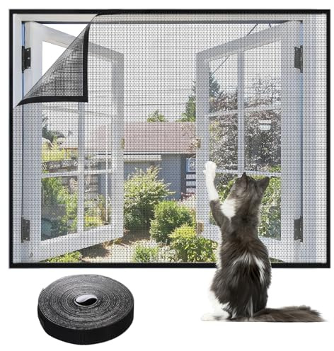 Fönster insektsnät kattsäkert, 130 x 150 cm, kattgaller, fönster utan borrning, kattnät, reptåligt kattfönstergaller, stabilt för fönster, takfönster, flygnät, myggnät, nät för fönster
