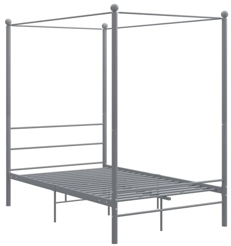 Fecpoo WGYHOME Himmelssäng grå, 140 x 200 cm av pulverlackerad metall med robust ribbotten, för vuxna i sovrummet