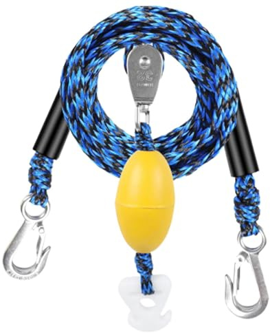 Cuerda Remolque para Tubing,Soporta 4 Usuarios con Sujetador De Tracción,con Gancho Y Polea Giratoria 360 Grados Arnés Remolque Esquí Acuático | Pontón, Bar, Inflables, Kayak, Surf, Río,