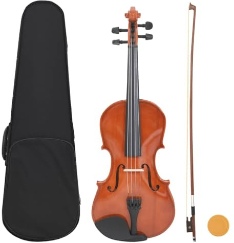 LoogCape Violon complet avec arc, mentonnière, boîte à lumière en bois foncé 4/4 pour débutants et professionnels, avec support d'épaule en colophane, étui pour enfants, adultes, étudiants, concerts