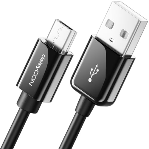 deleyCON 0,5m Micro USB Ladekabel Datenkabel Kompatibel für Android Handys Smartphones Tablets MP3 Player Kameras uvm. - Schwarz