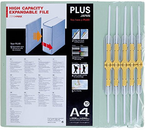 PLUS Japan, Zero Max Platzsparordner in Grau, 10er Pack (1x 10 Ordner)