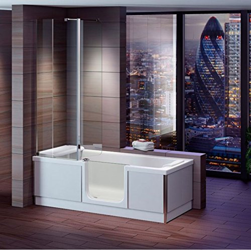 badewannen24 Seniors Bath Tub with Shower Attachment and Skirt, White, Alcove Installation, Rectangular, 1800x800x41 mm, 2.7E+2 liters