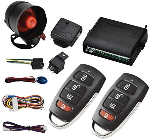 Riloer Allarme antifurto a distanza per auto, sistema di protezione contro il furto del veicolo, chiusura centralizzata senza chiave + sensore di urti + 2 telecomandi universali