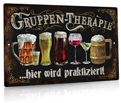 Putuo Decor Lustige Bar Zeichen, Gruppen-therapie hier wird praktiziert, Vintage Metall Wandschild für Haus, Café-Bar, Club, 20x30cm