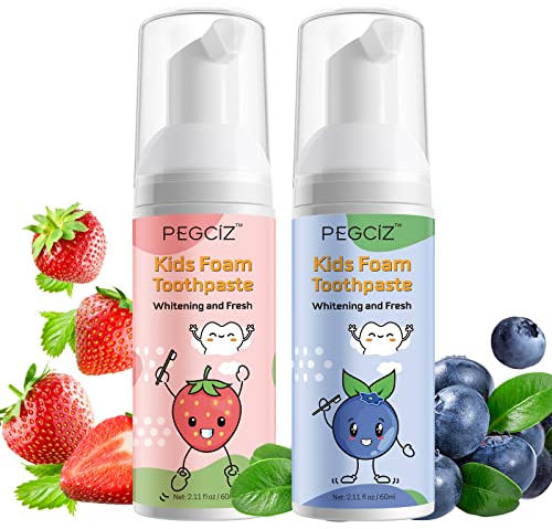 Kinderschaumzahnpasta, Kinderzahnpasta für U-förmige Zahnbürste, Zahnpasta mit natürlicher Formel, Mundpflegezahnpasta für Kinder (Erdbeere&Blaubeere)
