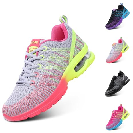 Hitmars Zapatillas de Running Mujer Deportivas Zapatos Zapatillas de Running Ligero Transpirables Gimnasio Sneakers Deportivas Casual Gris 40 EU
