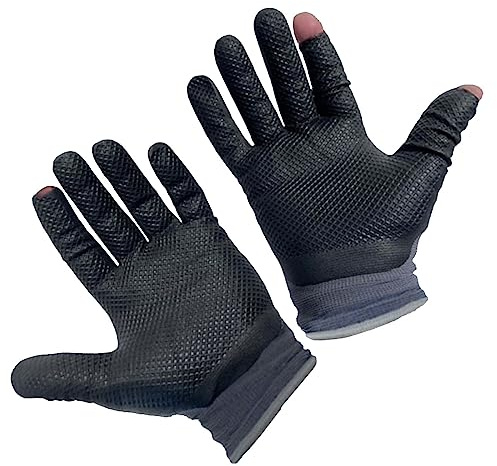 Trutaj Patented Open Index Finger & Thumb Tip Touchscreen Matrix Nitrile Gloves for Hiking, Camping & Outdoor Photography (Men & Women)