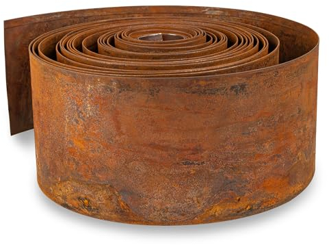 UNIGARDIA Bordura Acero Corten 10 m - Borduras Jardin Metálica de 14 cm de Altura - Fácil de Instalar - Separador Jardin Exterior con Pátina de Oxido, Incluye 1 Par de Guantes