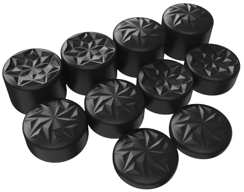 PlayVital 10 Pcs Agarres para el Pulgar para ps5 para ps4 Crystal Universal Grips para Xbox Series X/S Xbox One/Elite Series 2 Switch Pro Tapas de Joysticks con 3 Alturas de Convexo y Cóncavo(Negro)