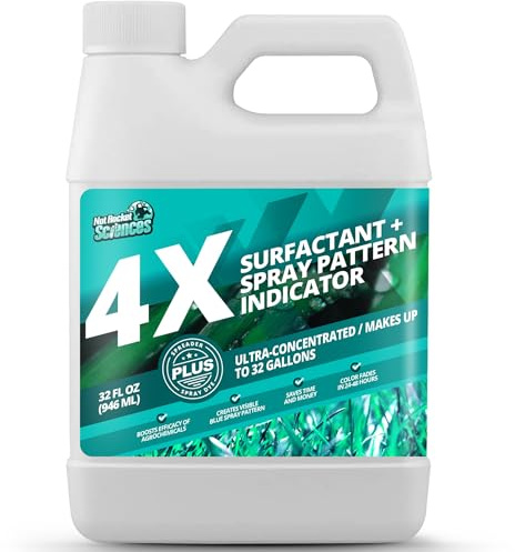 32oz 4X Spray Pattern Indicator Dye + Surfactant, Makes 32 Gallons of Wetting Agent for Lawn & Turf Mark - Effective Spray Indicator, Liquid Blue Dye for Marking Turf, Easy to Mix & Apply