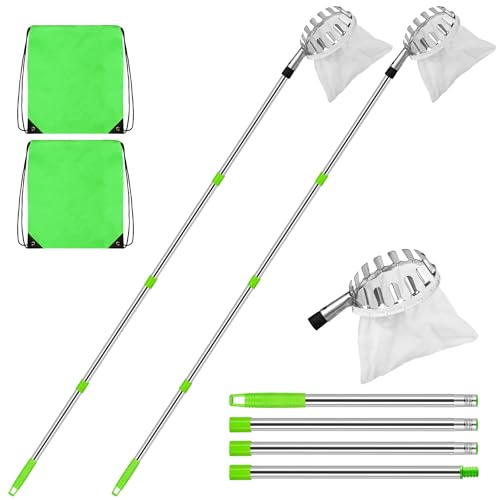 DiDiBirDi Obstpflücker, Einfach Zusammenzubauender Obstgreifer, Apfelpflücker, Obstpflückwerkzeug mit Leichter Verbindungsstange Aus Edelstahl Und Stofftasche (2 Stück)