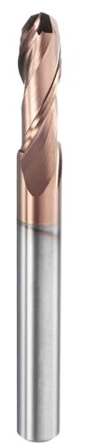 sourcing map Ball Nose End Mill 2 Flute 15/64 Diameter 1/4 Shank Tungsten Carbide Uncoated Spiral CNC Router Bits 3/4 Cutting Length Single End Ball for Carving Engraving Grinding