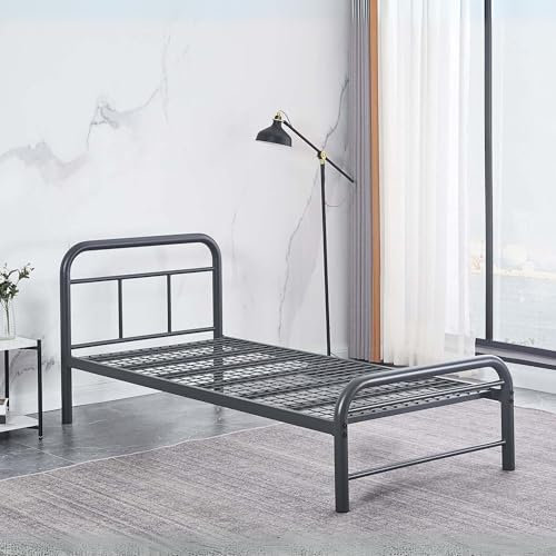 Reinforced Beds, CROMER BED, 90x190cm, Strong Metal Bed, Thick Mesh Base, Tubular Metal Structure, Exclusive Product, Easy Assembly (Single)