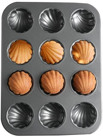 duoyif Backformen Madeleine Kuchenform Ø 7 cm 12 Löcher Madeleine-Form, Antihaftbeschichtung, Robuster Kohlenstoffstahl, Backformen Für Backen Kuchen Brot Muffin Kekse (Madeleine-7cm)