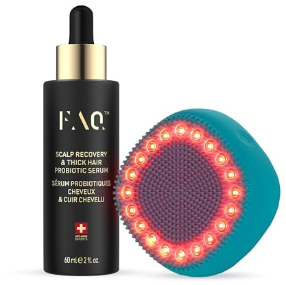 Bundle FAQ 301 Massaggiatore cuoio capelluto & Siero Capelli Probiotico Rigenerante – Stimola crescita capelli con Centella e Trifoglio Rosso – 60 ml