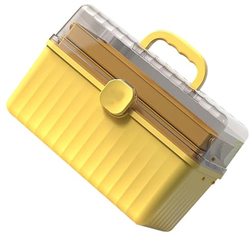 WEKAMOS Scatola per Medicinali in Plastica Gialla Grande Capacità e Design a Strati per Uso Domestico e Viaggi All'aperto Kit di Primo
