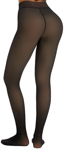 Spring Water Fleece Lined Thermal Tights Women Black Sheer One-Line Thick Winter Warm Brown Look Sheer