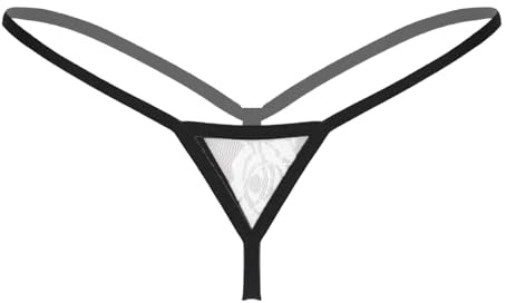 Loodgao Sousvêtements Sexy Femme String Mini Bikini Perizoma Sexy Micro Dentelle Slip Hot Ouvert pour Sexe Tanga Transparent Lingerie Fine Blanc Taille Unique