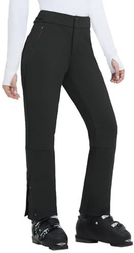 baleaf Fleece Lined Pants Women Waterproof Insulated Softshell Winter Snow Ski Pants with Pockets Snowboarding Hiking Black S