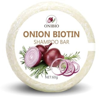 Onibio – Savon Shampoing Solide à l’Oignon et à la Biotine – 60 g | Cheveux Secs, Fins et Fragiles | Hydratant, Lissant et Nourrissant | Avec Extrait de Romarin | Zéro Déchet, Nomade