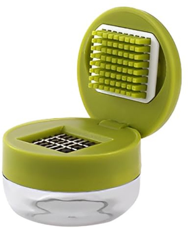 Mini vitlökshackare | avtagbar manuell ergonomisk bas med förvaringsbehållare | handdriven vitlökshackare | Lämplig för ingefäranötter, skolcafeteria, camping, grill, vila