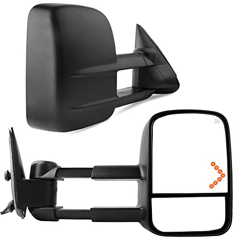 YITAMOTOR Side Towing Mirror Compatible with 2003-2006 Chevy Silverado Tahoe GMC Sierra Extendable Tow Mirrors, Powered Heated with Arrow Signal Light