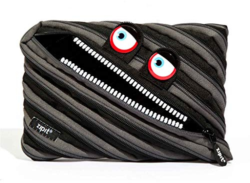 ZIPIT Wildlings Federmäppchen für Jungen, Extra Großes Mäppchen für die Schule, Monster Etui für Kinder, Federmappe Schwarz