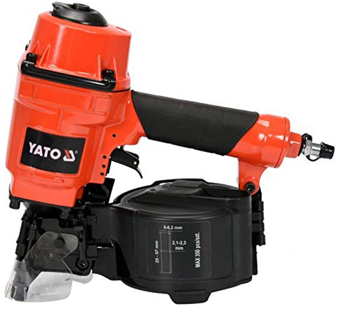 YATO Profi Coilnagler | 25-57mm | Magazinkapazität: max. 350 Stück | Standard 1/4-Kupplung | incl. Schutzbrille | Druckluftnagler Bau Nagler Druckluft Nagler Nagelpistole