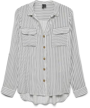 VERO MODA CURVE Vmbumpy L/S New Curve Noos - Blusa para Mujer, Blancanieves/Rayas: Tinta India, 48