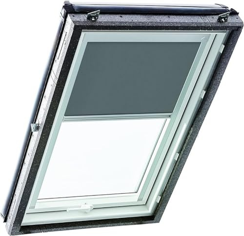 Original Roto Roller Blind Exclusive ZRE Daylight Blind for Roto Roof Windows Guide Rail Silver For Windows Series Designo R4/R7 and Classic 43/73 Size 074/098 | 07/09 Colour Dark Grey