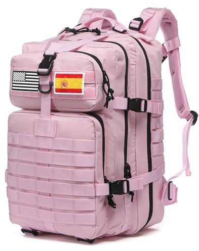 GUJOIN Sac à dos tactique 50 litres avec système Molle – Grande capacité militaire imperméable pour urgences de 3 jours, chasse, randonnée et camping – Sac à dos pour activités de plein air, rose, 50L