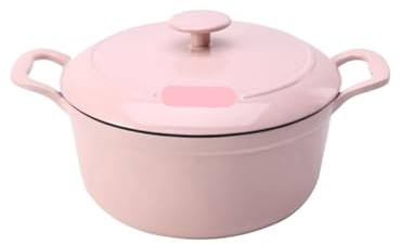 Braising Pans Stock Pot Red Cast Iron Enamel Pot-20cm Non Stick Sauce Pan Easy to Clean Casserole Dish(Pink)