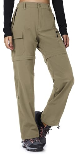 Cycorld Women's Hiking Trousers Zip-Off: Lightweight, Khaki, M
