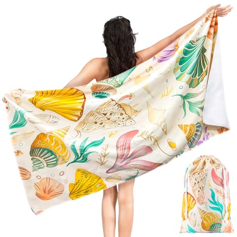 SilverChry Toalla Microfibra Grande, 160 * 80cm Plegable Toalla de Playa, Toalla Playa Secado Rápido, Manta Playa Sin Arena, Toallas Gimnasio, para Viajes, Natación, Camping, Fitness (caparazón)