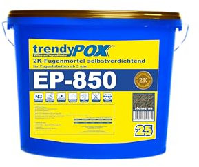 2K Fugenmörtel selbstverdichtend EP-850-25 kg (steingrau) | für Fugenbreite ab 3 mm | trendyPOX