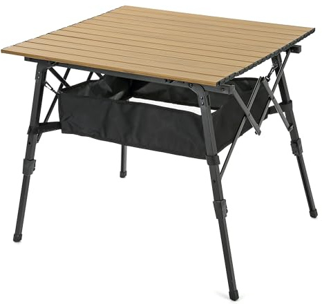 ARROWHEAD OUTDOOR 39 Aluminum Folding Camp Roll Up Table w/Adjustable Height, Undertable Mesh Storage, Carry Bag