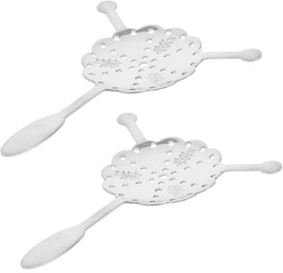 LIFKOME 2 Piezas Cuchara de absenta de acero inoxidable colador de malla mini colador cuchara de bar cuchara de té helado cucharas de té helado fuente de absenta cucharas cubiertos Plata