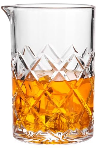 GOSDENG Cocktail Mixing Glass Bartender | 24oz Crystal Bar Stirring Glass | Old Fashioned Cocktail Beaker | Clear Drinks Stirred Pitcher Professional Whiskey Barware Bartending Mixer