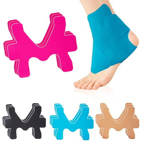 12 Pièces Strapping Cheville, Tape Kinesiologie Pour Cheville Respirant Et Flexible, Bande Strapping Adhésif, Bandes De Kinésiologie Prédécoupées, Idéal Sportifs & Quotidien