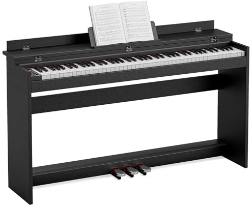 JOINATRE 88 Key Full Size Weighted Digital Piano Keyboard,Hammer Action Electric Piano with Professional Three-Pedal & Multi-Functional Dust Cover, Black