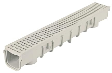NDS 5” Pro Series Deep Profile Channel Drain Kit With HDPE Plastic Grates and End Caps, Trench & Channel Drainage For Driveway, Patio, Pool Deck, Courtyard, 5.5” x 39.4”, Gray