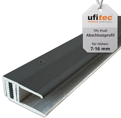 ufitec Profilsystem för parkett- och laminatgolv – för belägghöjder från 7 – 16 mm – finns i många färger (avslutande profil, mörkbrons, 270 cm längd)