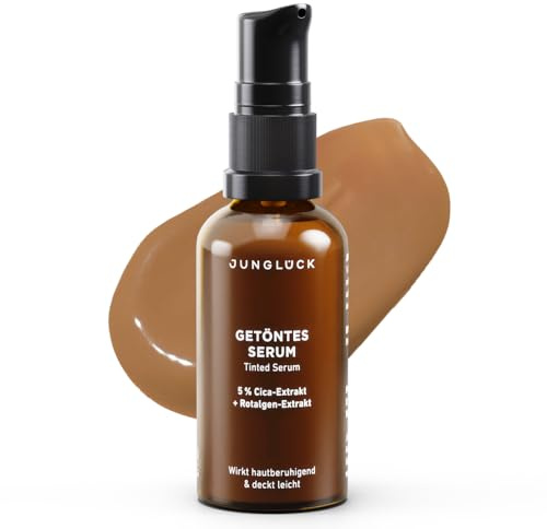 JUNGLÜCK Getöntes Serum Gesicht – Vegan | Pflegende Foundation mit Hyaluron | Gesichtsserum für einen natürlichen No-Make-Up Look mit leichter Deckkraft für einen gleichmäßigen Teint - Mittel