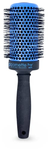 Spornette Prego 3 Inch Ceramic Barrel Round Brush - Vented Barrel and Nano-Silver Ion Bristles for Straightening, Styling, Curling and Volumizing Short, Medium, Long Hair Types