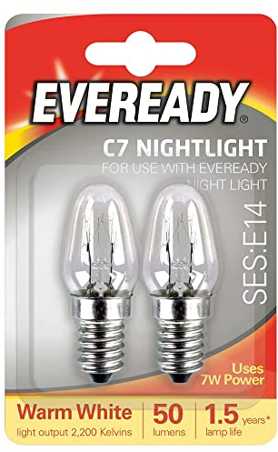 NIGHT LIGHT BULBS 7W E14 NIGHTLIGHT BULB LAMP PACK OF 2 (packaging may vary)