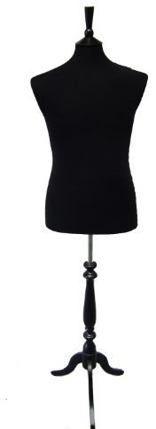Uomo Colore Nero Manichino Dressmakers Display Dummy - da sarto Bust Style Torso on Wooden Colore Nero Tripod Display base