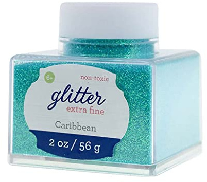 Sulyn Extra Fine Caribbean Glitter Stacker Jar, 2 Ounces, Non-Toxic, Stackable and Reusable Jar, Blue Green Glitter, SUL51827